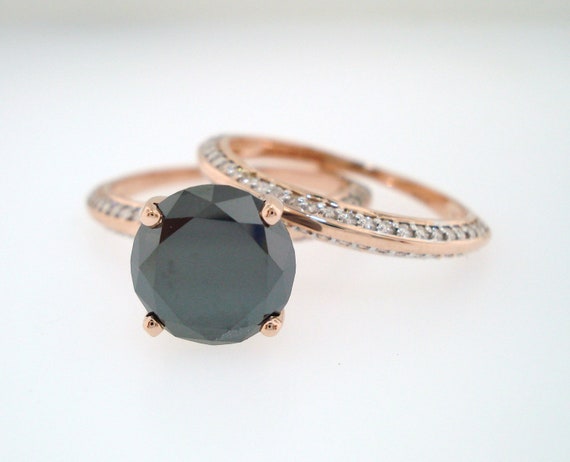 black diamond rose gold wedding ring