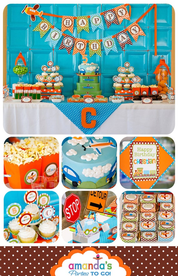 Transportation - Cars, Trains, Planes Party Printables - Huge Party Printables Set by Amanda's Parties TO GO Il_570xn