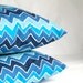 SALE Blue Pillow Covers - TWO 16x16 or 14x14 inch Abstract Zig Zag Decorative Cushion Covers - Blue Waves, More Sizes Available
