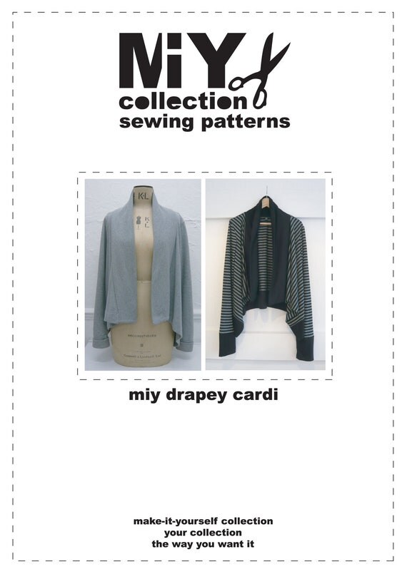 Draped front cardigan sewing pattern for jersey by MIYcollection