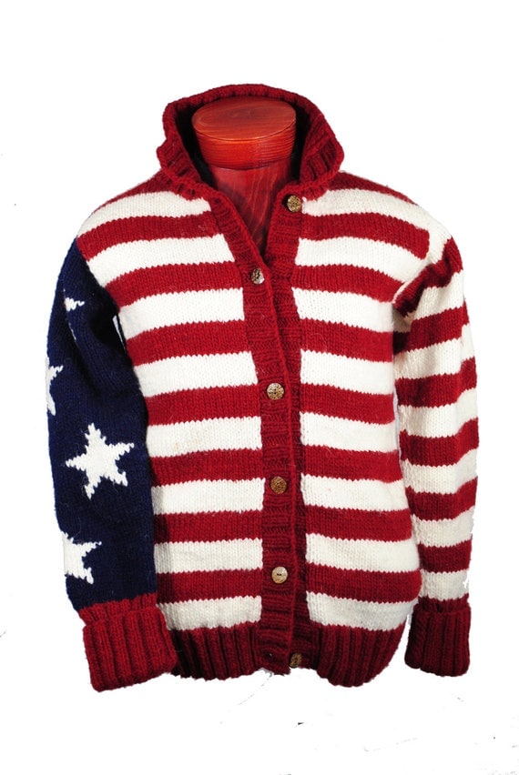 American Flag Cardigan Sweater Stars and by CampKitschyKnits