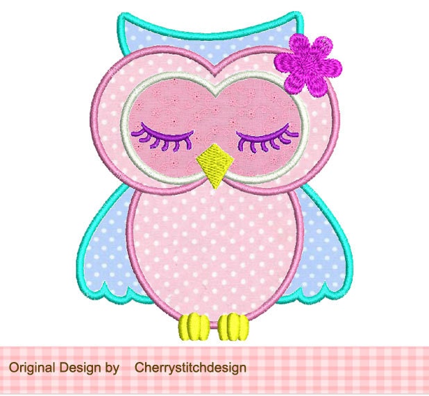 Cute Applique Pattern | cute sleeping owl applique 4x4 5x7 machine embroidery Cute Applique Pattern | cute sleeping owl applique 4x4 5x7 machine embroidery