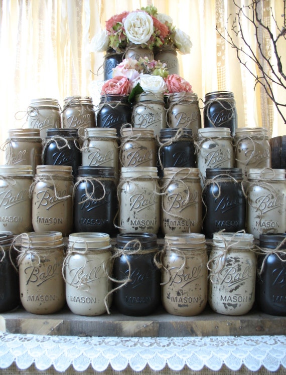 40 Pint Mason Jars, Ball jars, Painted Mason Jars in YOUR COLORS