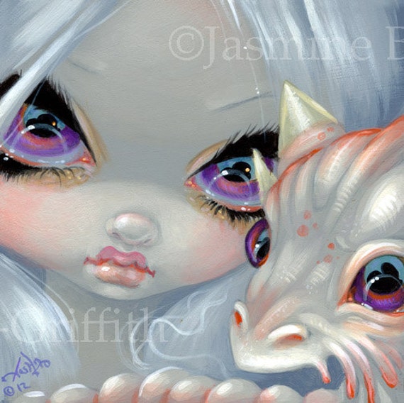 Items similar to Faces of Faery 197 baby white dragon big eye fairy ...