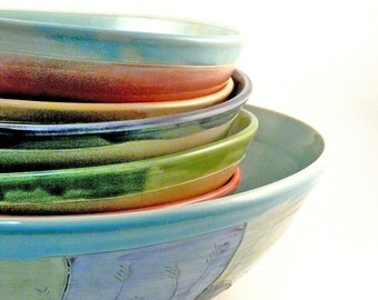 Handmade Pasta Bowl Set, Pasta dishes, Serving bowl, Ceramics and Pottery, wedding couples gift, 9th anniversary gift, Kitchen Decor