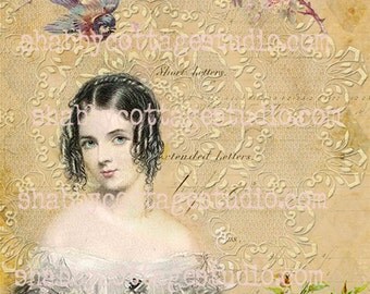 INSTANT DOWNLOAD DIGITAL Image Jane Austen Romance Fabric Transfer