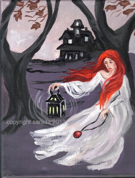 Gothic heroine in peril haunted house original 8 x 10