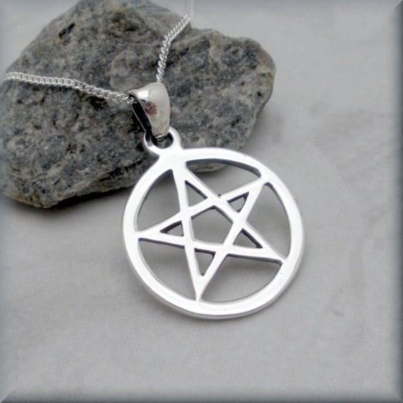 Pentacle Pentagram Necklace Sterling Silver by BonnyJewelry