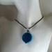 Bright Blue LANTERN BEAD Drop Necklace : beautiful handmade blue bead with black delica beads, swarovski crystals, and silver accents