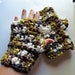 Chunky Fingerless Gloves Olive Green Brown and Cream Mix