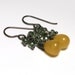 Golden Chalcedony Dangle Earrings with Green Quartz . Sterling Silver