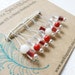 Snag Free Stitch Markers Medium Set of 8 -- Red Clear and White Glass -- M5 -- For up to size US 11 (8mm)