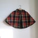 Wool Plaid baby or toddler hooded children's cape - boy or girl - sizes Newborn to toddler 3/4 - cape, cloak, coat, jacket, hoodie