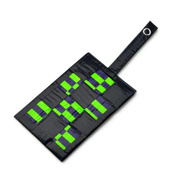 Green & Blue Checked Duct Tape Luggage Tag by bluebamboo on Etsy