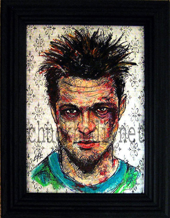 Tyler Durden Original Drawing Fight Club Edward Norton Cult