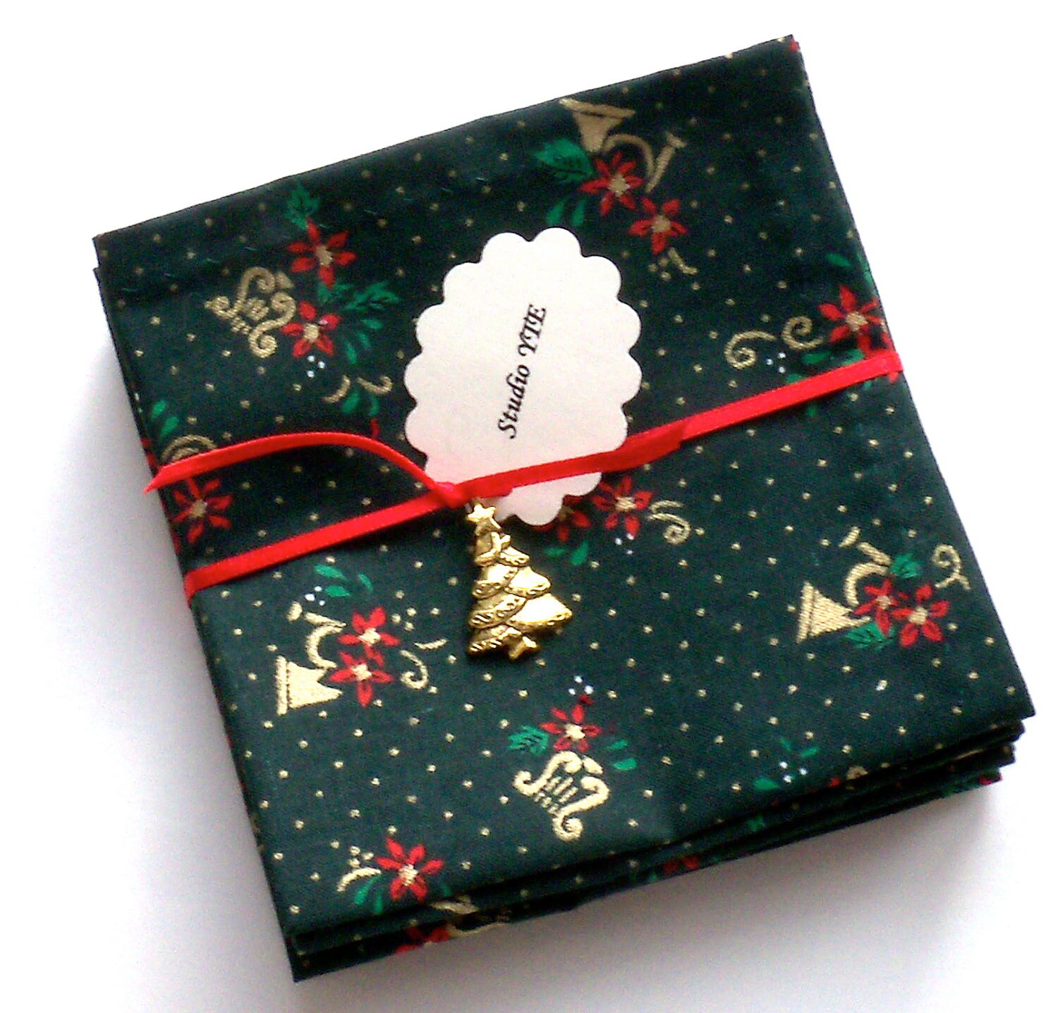 Christmas Cocktail Napkins Appetizer Napkins Fabric by StudioYTE