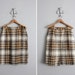 1950s plaid skirt / plaid wool skirt / houndstooth plaid