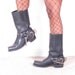 vintage DURANGO HARNESS black leather biker womans cowboy cowgirl campus stacked heel boots sz womans us 9 1/2