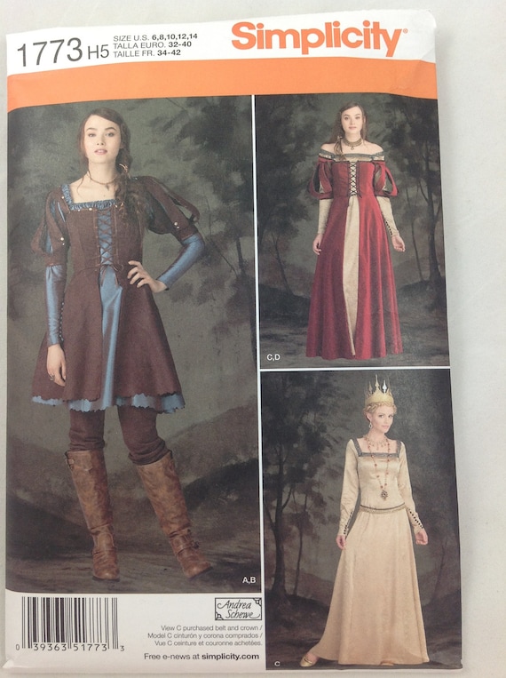 Simplicity 1773 costume pattern Renaissance Steampunk Medieval Goth Snow White & Huntsman Fairy Tale sz . 6-14 NEW by patternsandcrafts steampunk buy now online