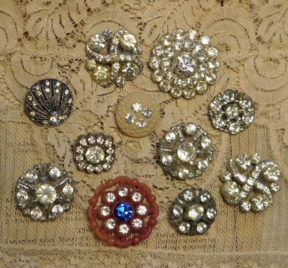 Vintage Rhinestone Buttons Lot by ohmymilky on Etsy