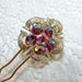 Red Rhinestone Hair Comb Aurora Borealis Hairpiece Valentines Wedding Accessory