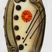 Large organic Lampwork focal bead in ivory, green brown with murrini handmade glass beads by Beadfairy Lampwork, Ooak, SRA