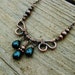 Antiqued Copper and Deep Teal Freshwater Pearl wire wrapped necklace