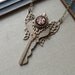 Steampunk Clearance Sale-Steampunk Fairy Key Necklace with Antique Mother of Pearl Button - Star of Venus