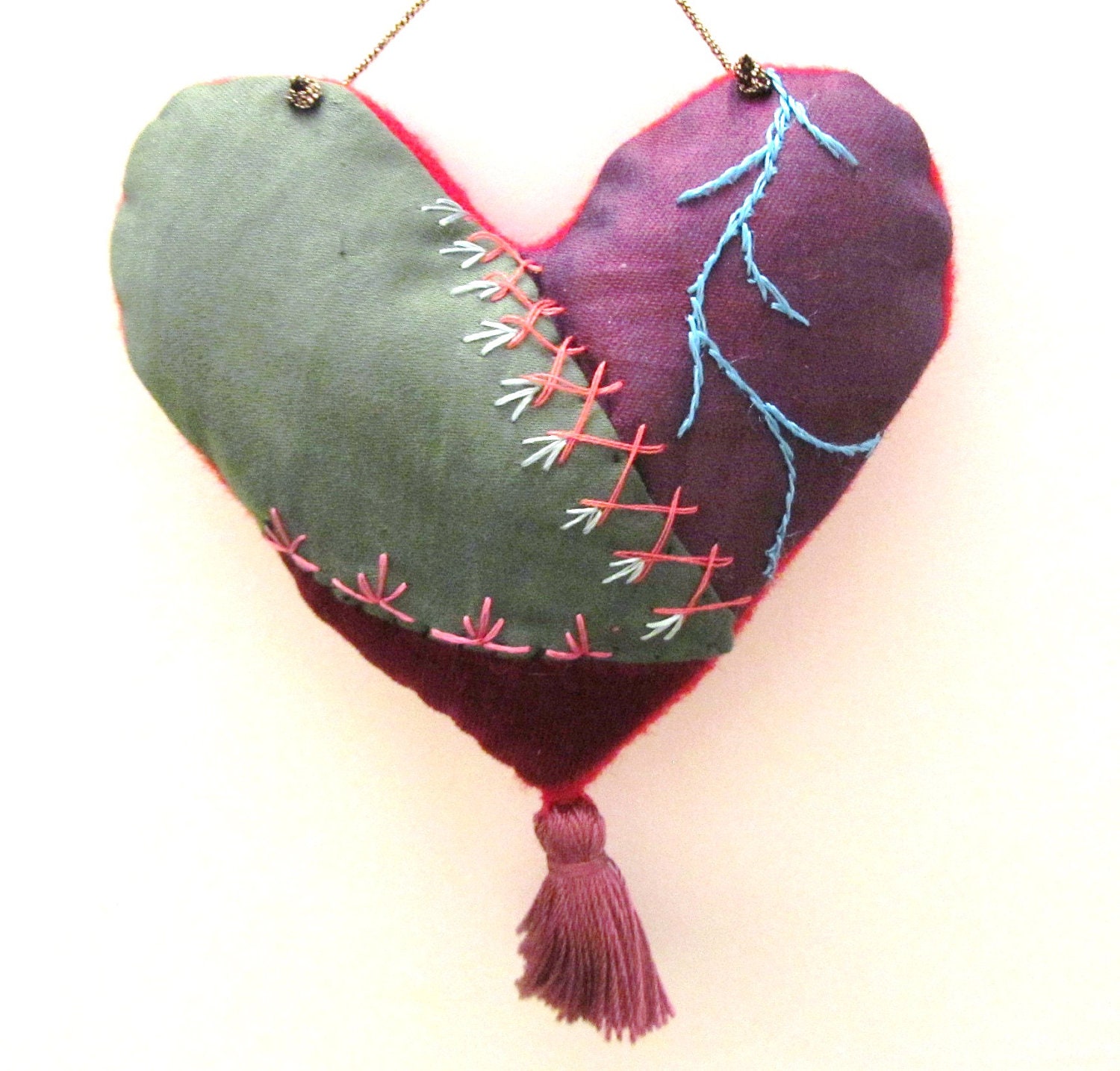 Victorian Crazy Quilt Christmas Heart Ornament by ChristmasMuse