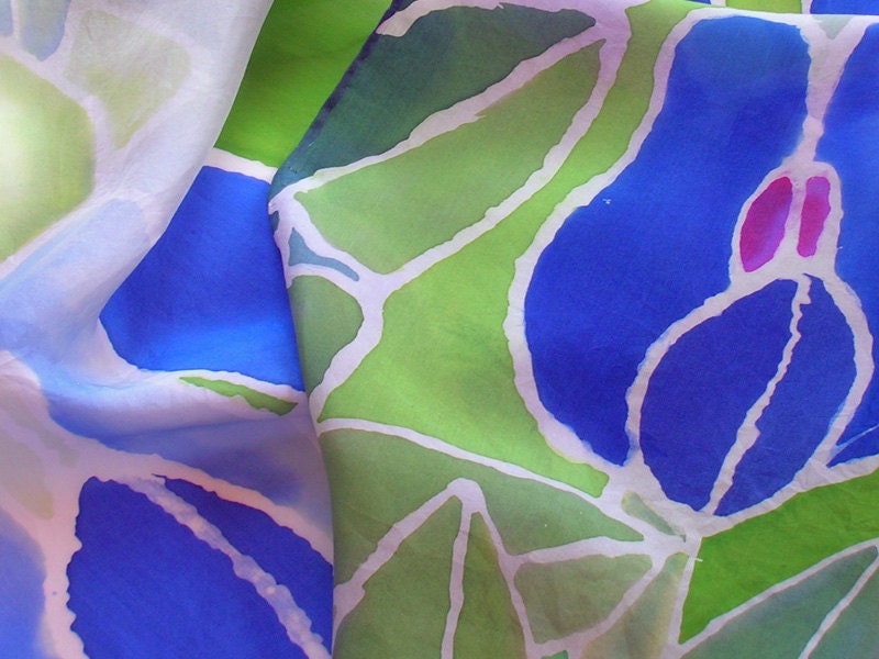 Made to Order Bluebonnet Serti Painted Silk Scarf