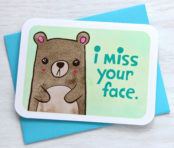 Missing you I Miss Your Face NOTECARD by MyZoetrope on Etsy