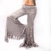 Romantic Dream Wide Leg PANTS. Silver Crushed Velvet Mermaid Shape Legs, Low waist, Long drippy Belly Dance X Small XS