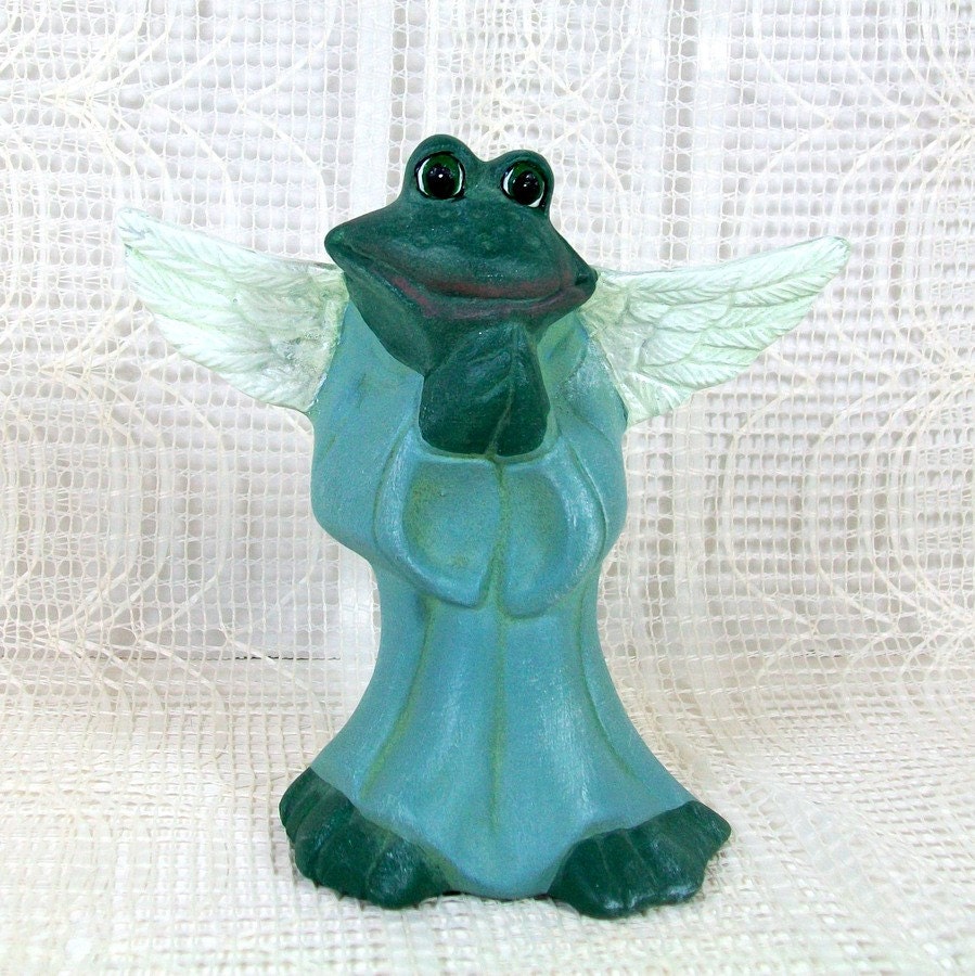 Ceramic Frog Angel Figurine Felicia the Angelic Frog