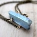 Titanium Crystal Quartz Necklace, Antiqued Brass, Blue Teal Fall Fashion, Aurora Borealis - Scales