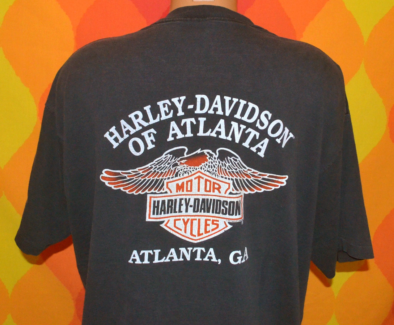 logo vintage usps biker shirt t HARLEY atlanta hog vintage black davidson