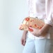 Japanese Silk Kimono Clutch Bag - Peach and Red Japanese Blossom Kimono Silk Evening Purse with Terracotta Lining