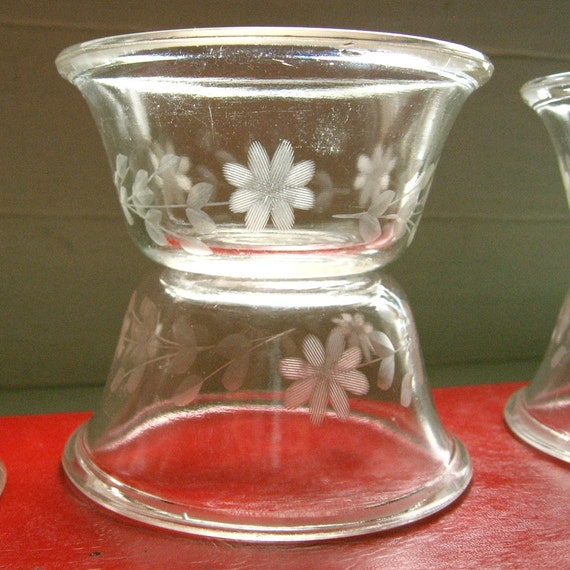 SET 6 Etched PYREX CUSTARD Cups ...... 1920's Model by MagiaMia