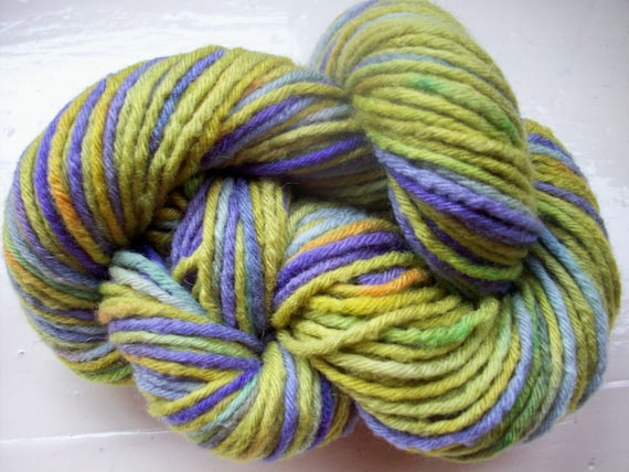 Hand painted pure wool yarn 50g  olive green by SpinningStreak