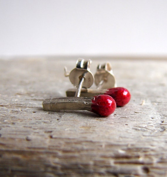 Matchstick Sterling Silver Stud Earrings Valentines Jewelry