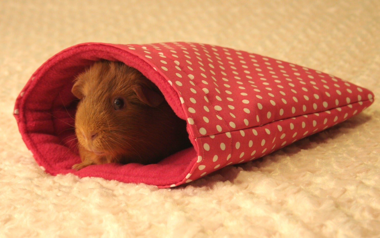 Hot Pink Polka Dot Guinea Pig Snuggle Sack by GuineaPigDreams
