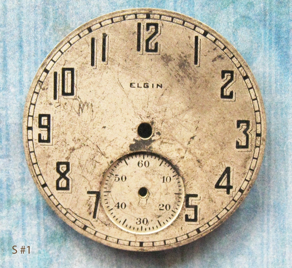 Industrial Pocket Watch DIAL Face Part ELGIN Antique by FOUNDLINGS
