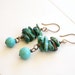 Ezriel Earrings - Bright, Earthy Turquoise and Antique Brass Earrings