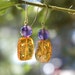 Honey and Grapes- amber and amethyst earrings, Last Pair
