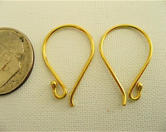 3 Pair Bali Sterling Vermeil 1 Dot Wire Earwires 21mm