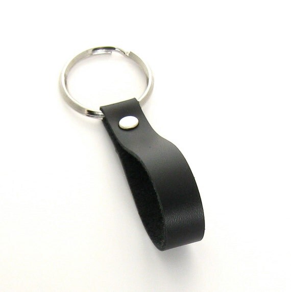 Men's Keychain A Handmade Black Leather Key Ring A Noir