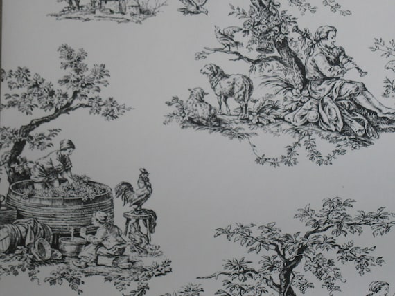  Black  White  Victorian TOILE  Wallpaper  Norwall Roll Pastoral