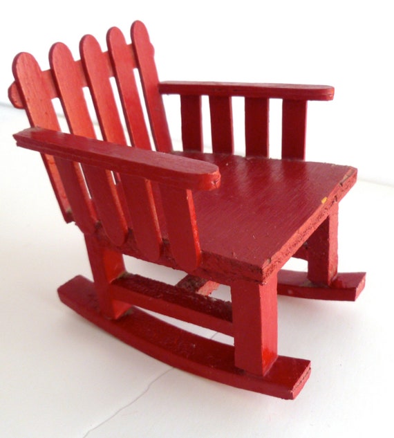 SALE Miniature rocking chair and bench red folk art
