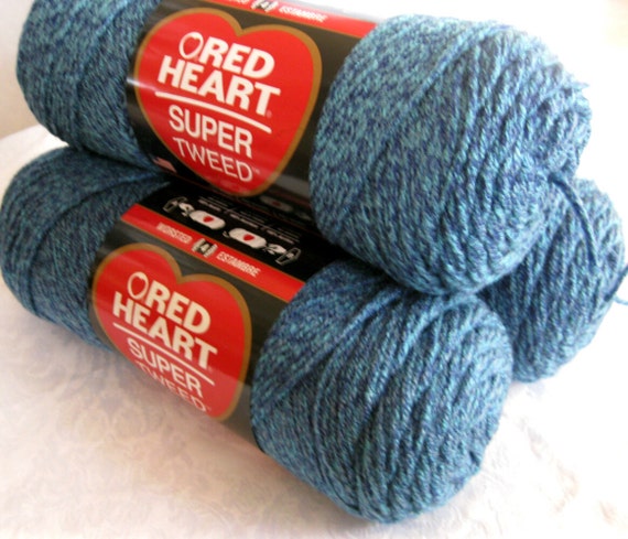 Red Heart Super Tweed yarn Blue Bayou shades of by crochetgal