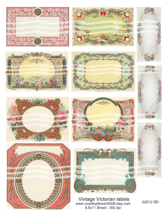 Instant download Vintage Victorian Blank Labels Full 8.5 x