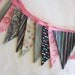 Birdcage Pink and Gray Fabric Bunting Banner - Party Flags or Room Decor